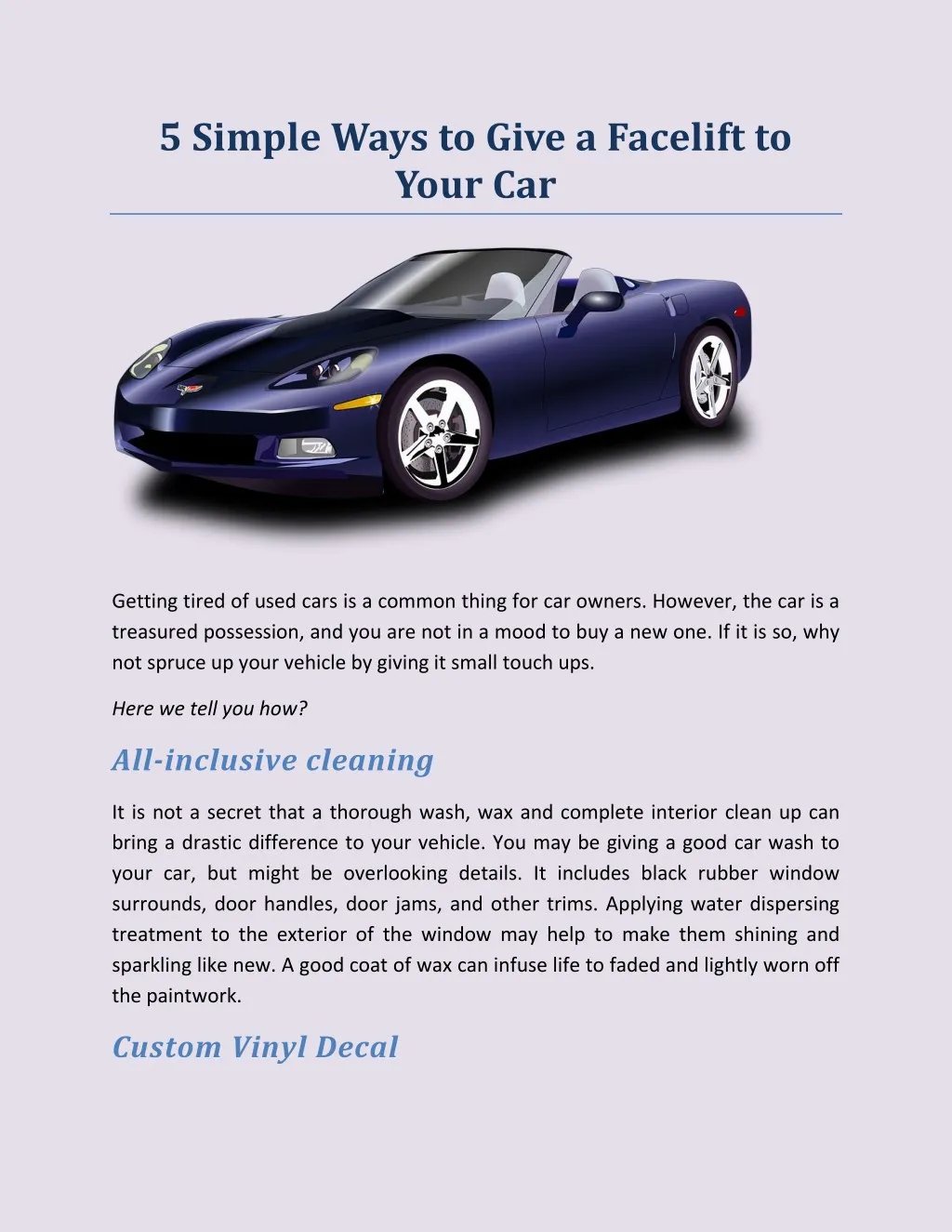 5 simple ways to give a facelift to your car