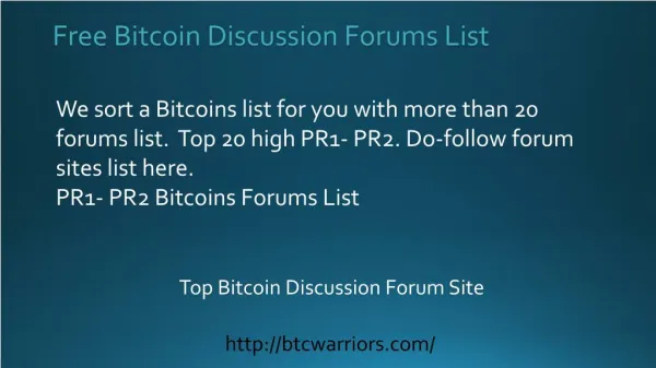 free bitcoin discussion forums list