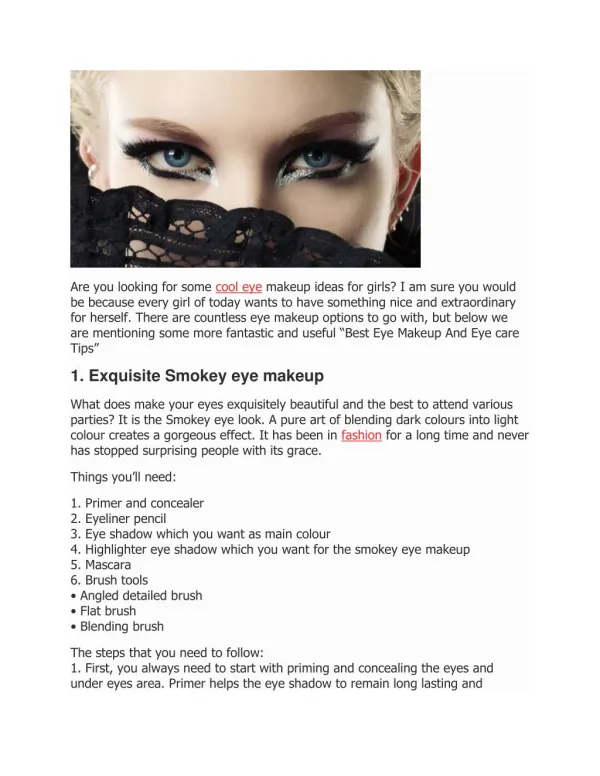Best Eye Make up And Eye care Tips