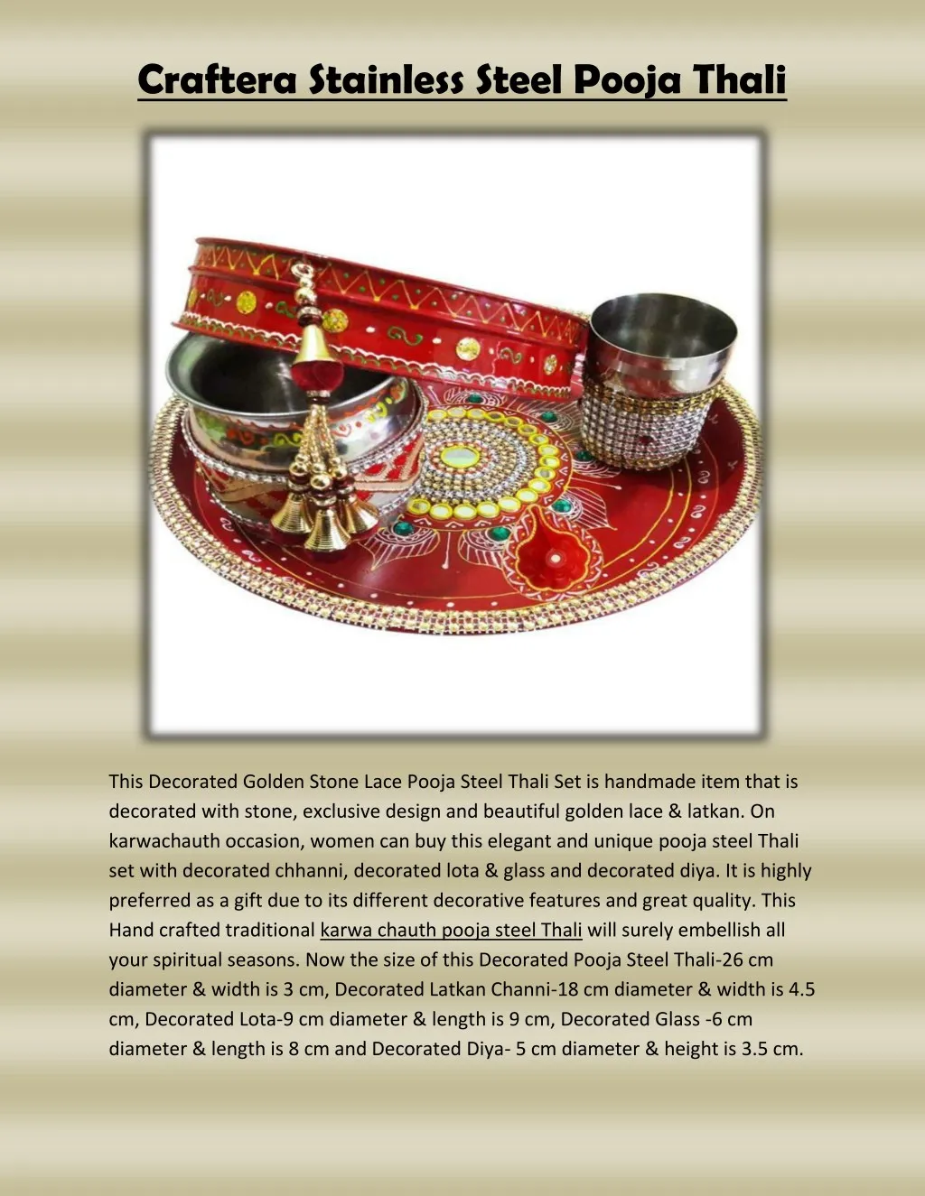 craftera stainless steel pooja thali