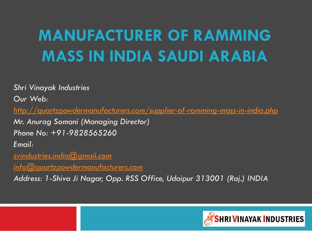 manufacturer of ramming mass in india saudi arabia
