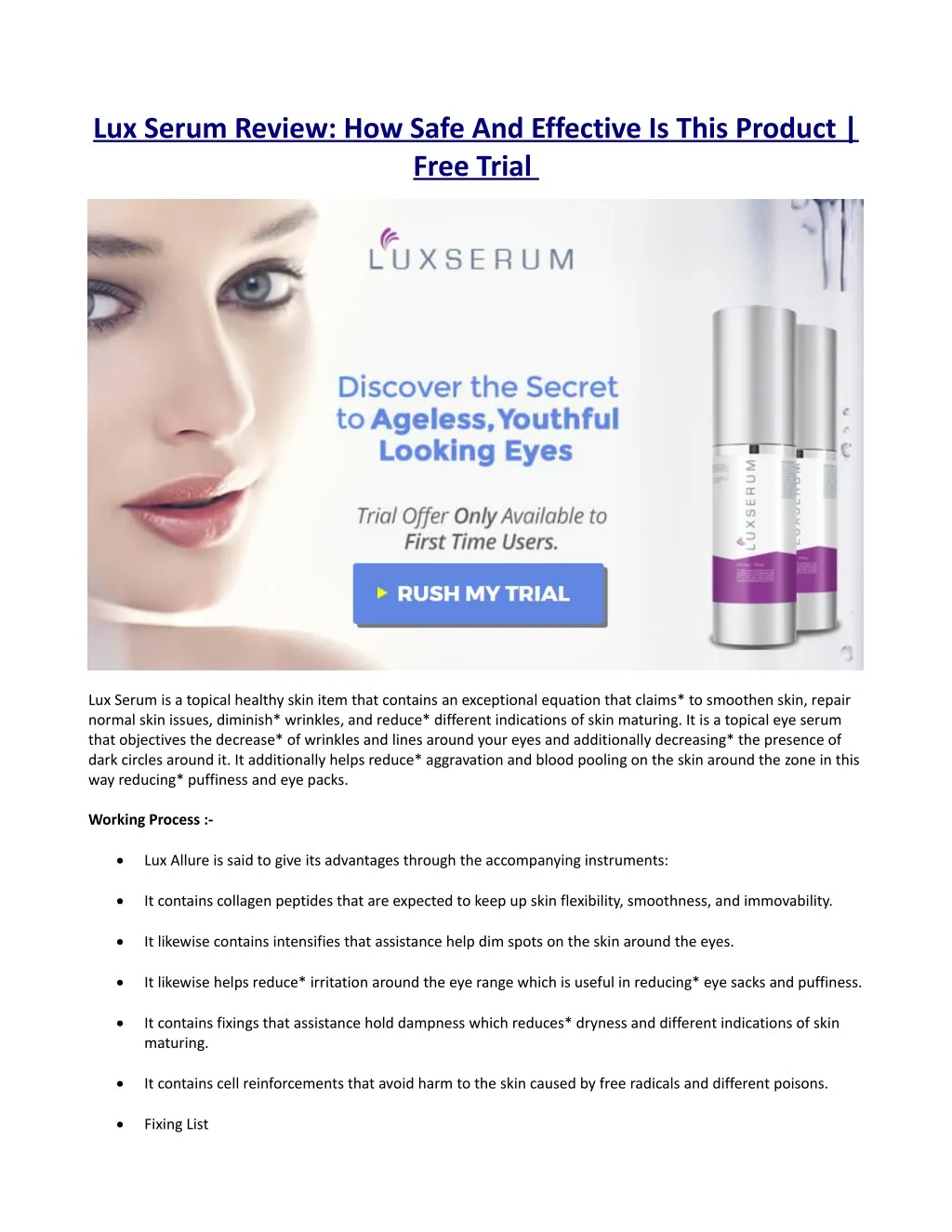 lux serum review how safe and effective is this