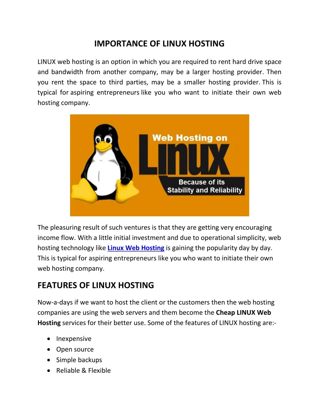 importance of linux hosting