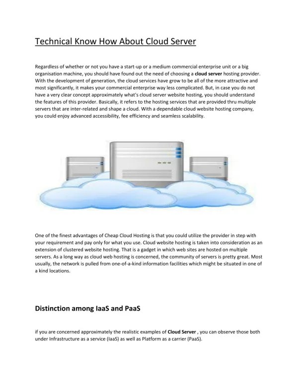 Technical Know How About Cloud Server? It's Easy If You Do It Smart