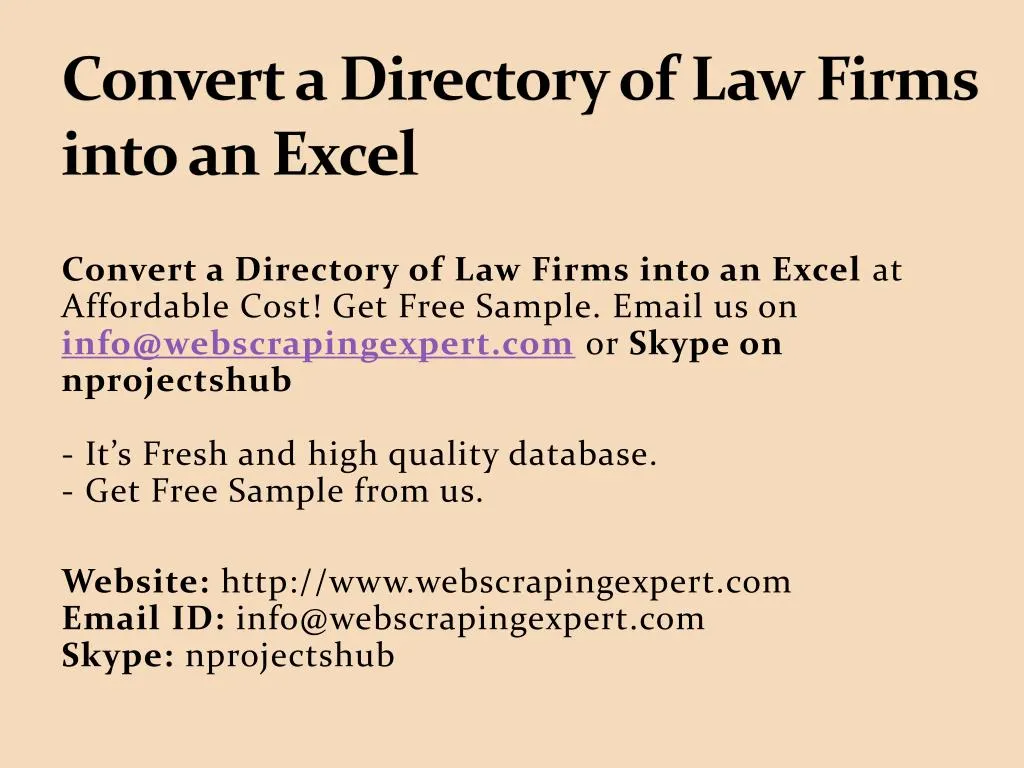 convert a directory of law firms into an excel