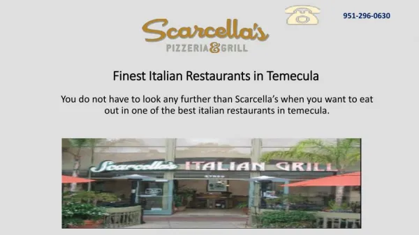 Finest Italian Restaurants in Temecula