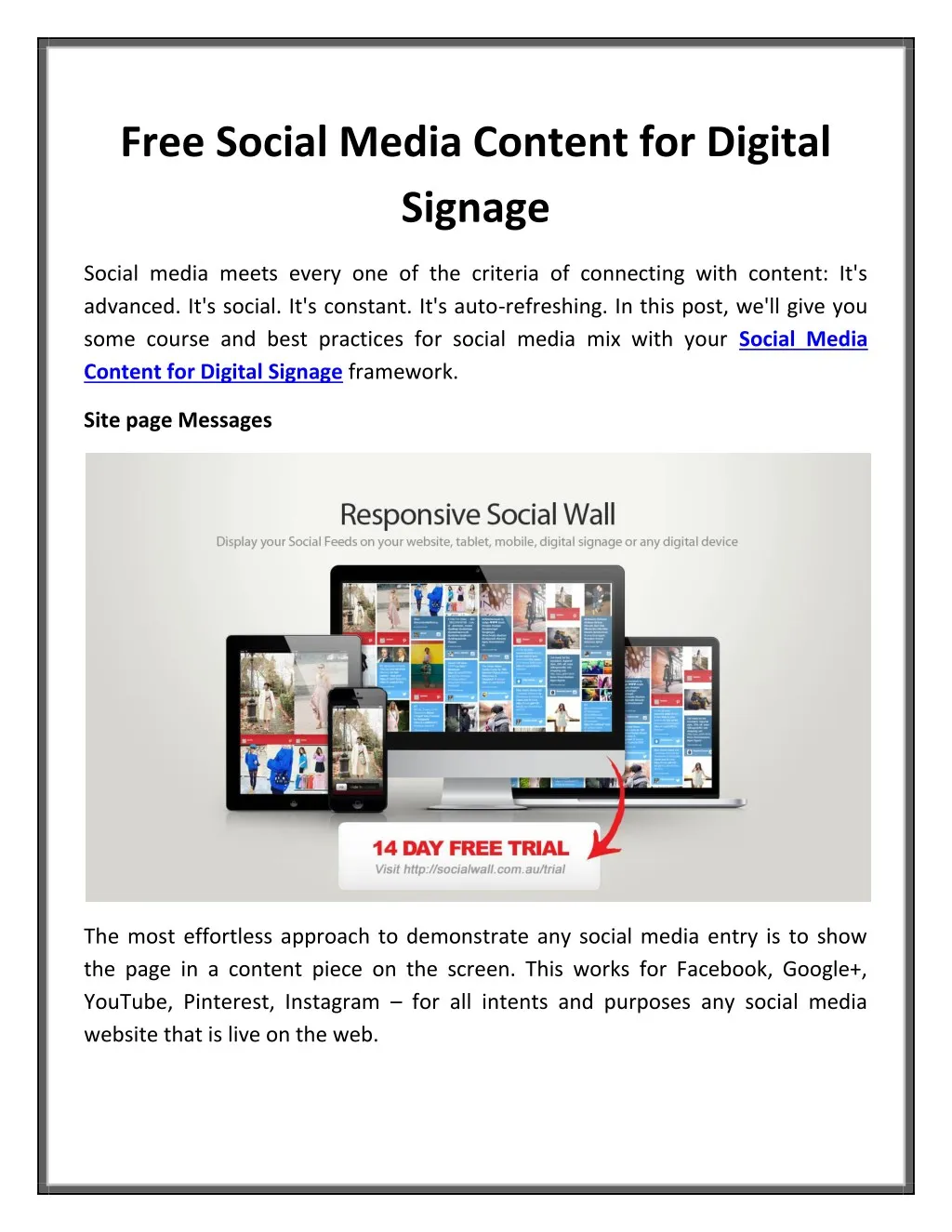 free social media content for digital signage