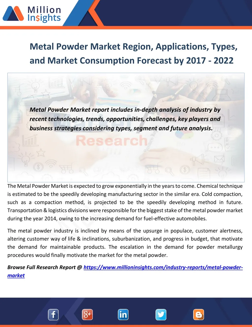 metal powder market region applications types