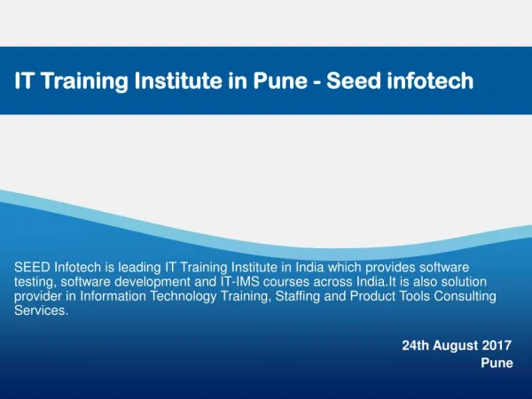 IT training institute - Seed infotech