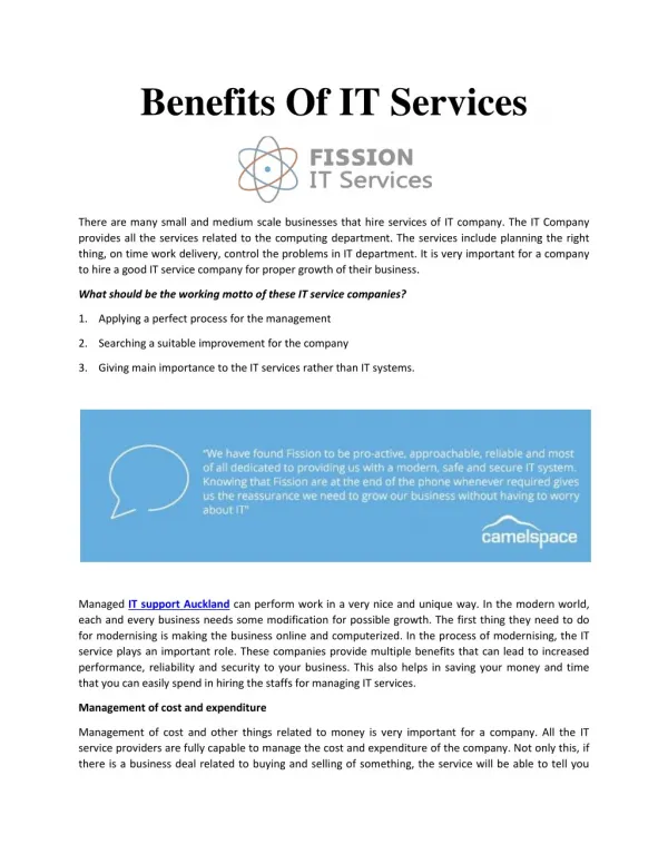 Benefits Of IT Services