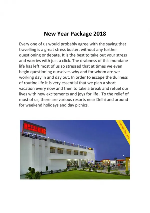 New year 2018 packages