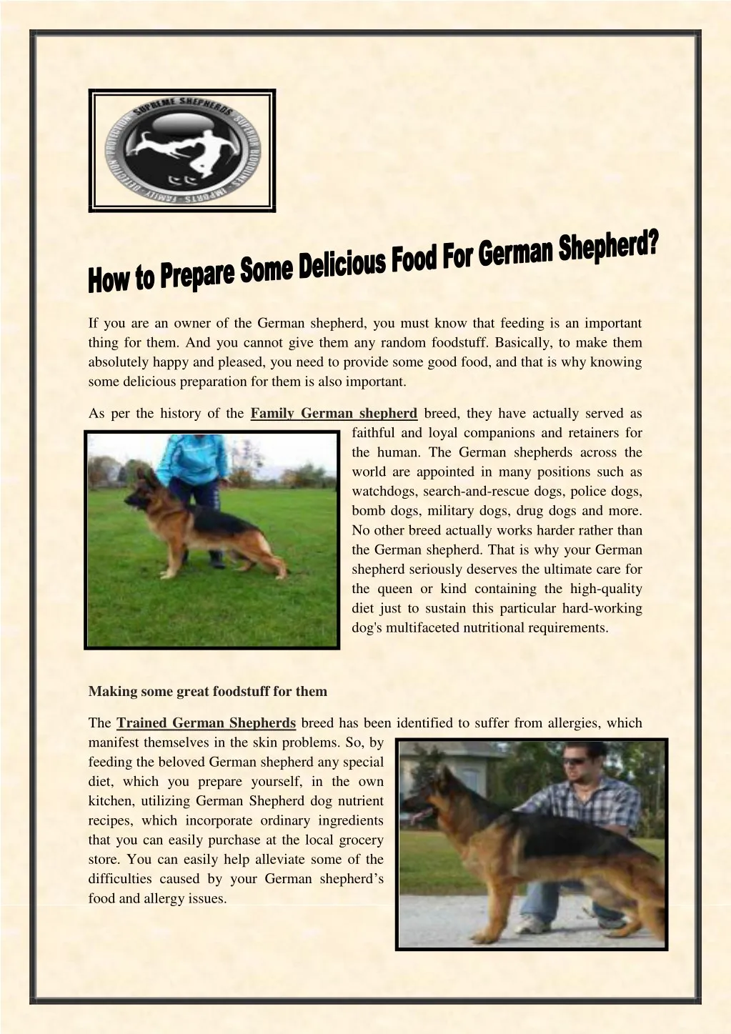 if you are an owner of the german shepherd