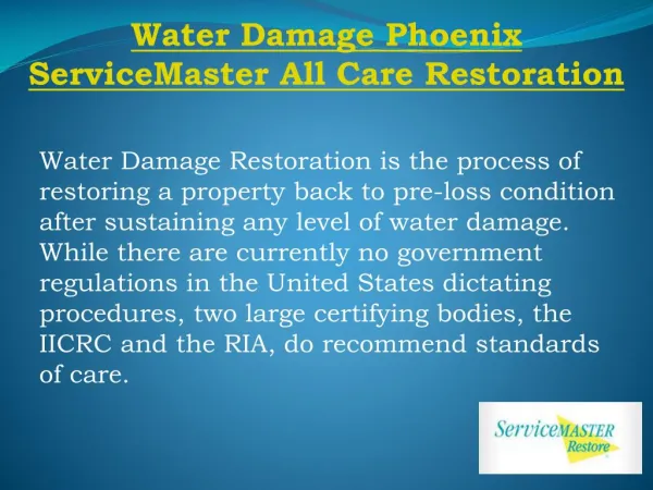 Water Damage Phoenix ServiceMaster All Care Restoration | Phoenix Service Masters