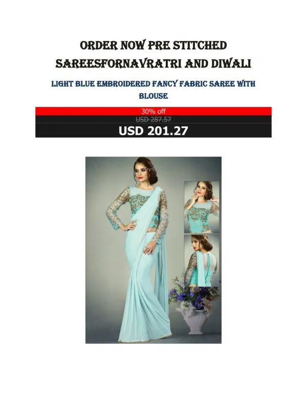 Order Now Pre Stitched Sarees For Navratri And Diwali