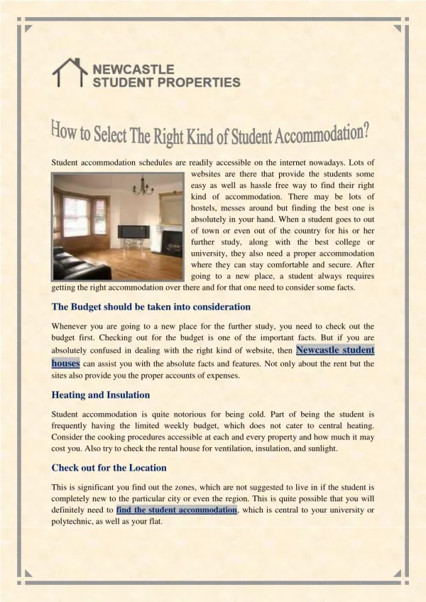 How To Select The Right Kind Of Student Accomodation