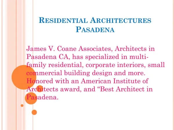 Residential Architectures Pasadena