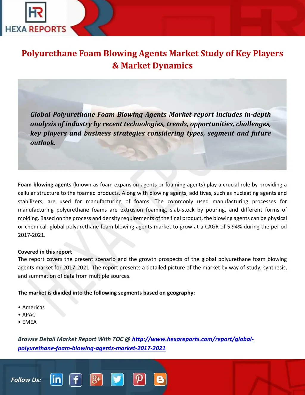 polyurethane foam blowing agents market study
