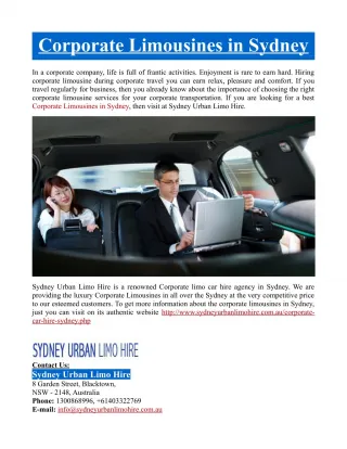 Corporate Limousines in Sydney - slide 1
