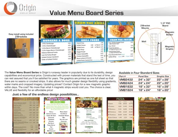 Value Menu Board Series - Origin Display Group