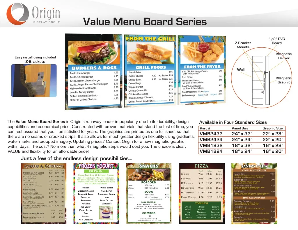value menu board series