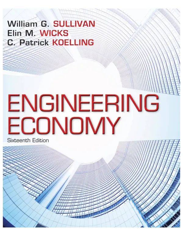 Engineering Economy is intended to serve as a text for classroom instruction in undergraduate, introductory courses in E