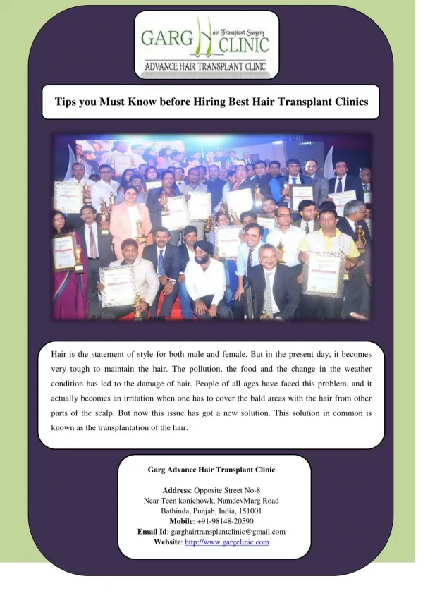Tips you Must Know before Hiring Best Hair Transplant Clinics