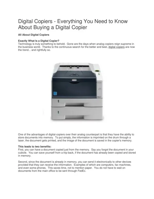 5 Tips When Buying a Copier - Copier Buying Advice