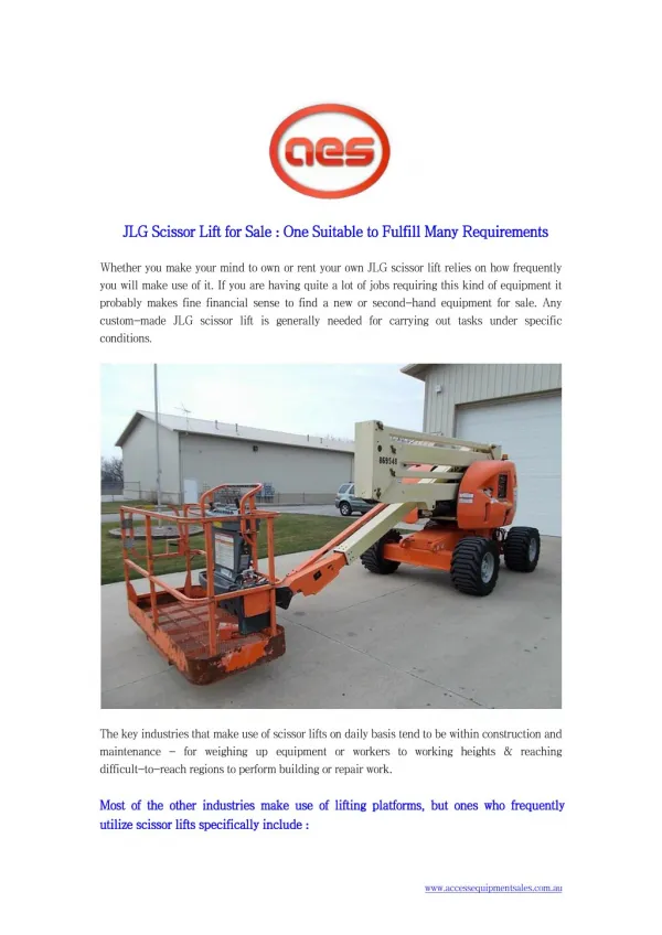JLG Scissor Lift for Sale : One Suitable to Fulfill Many Requirements