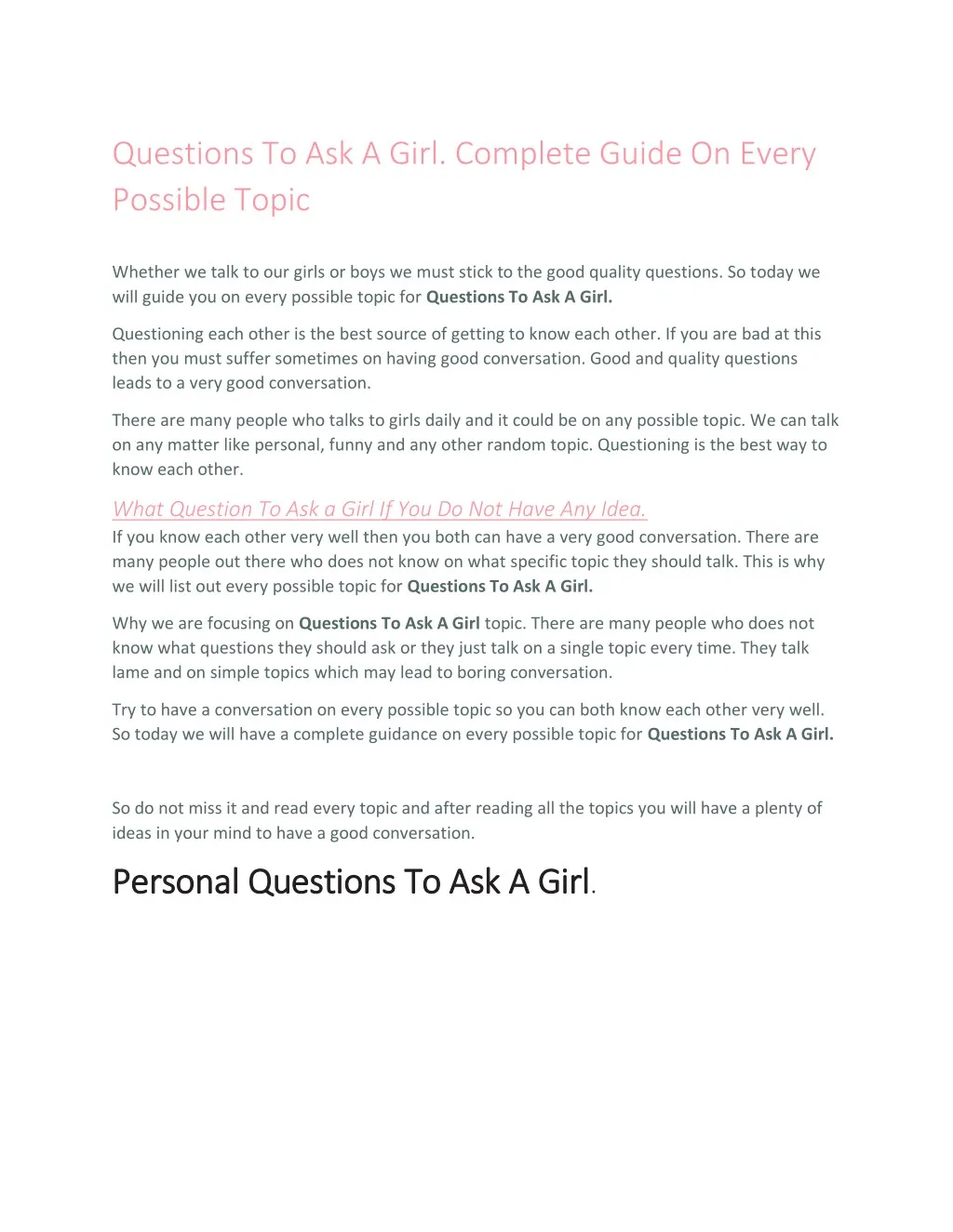 questions to ask a girl complete guide on every