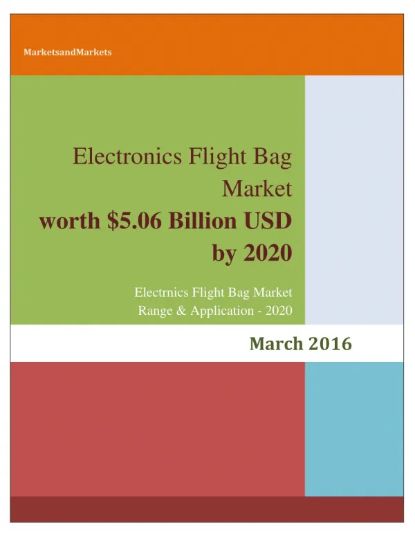 Electronic Flight Bag (EFB) Market worth 5.06 Billion USD by 2020