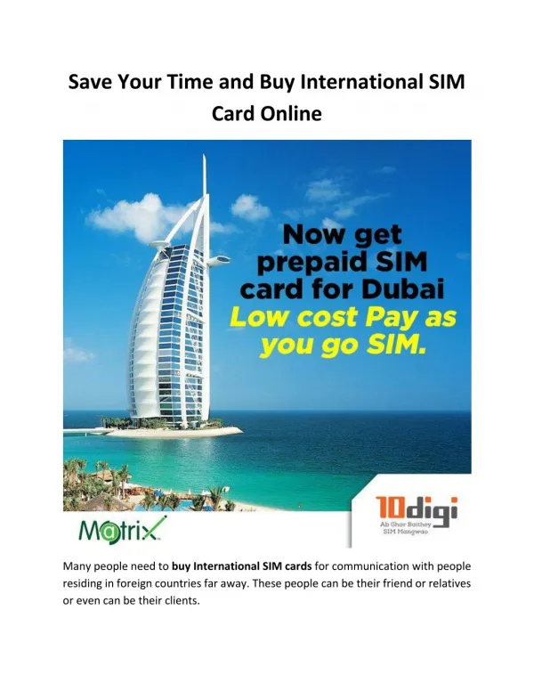 Save Your Time and Buy International SIM Card Online