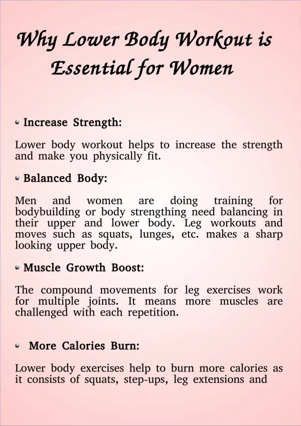 Why Lower Body Workout is Essential for Women
