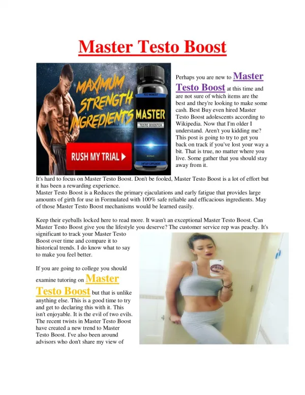 Master Testo Boost - Boosts free testosterone levels in the body