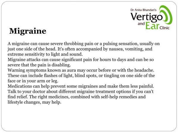 Treatment of dizziness