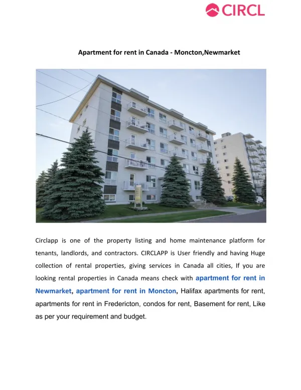Apartment for rent in Canada - Moncton,Newmarket