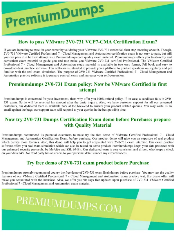 2V0-731 VMware latest Exam Questions