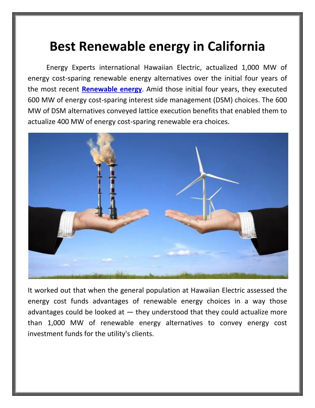 best renewable energy in california
