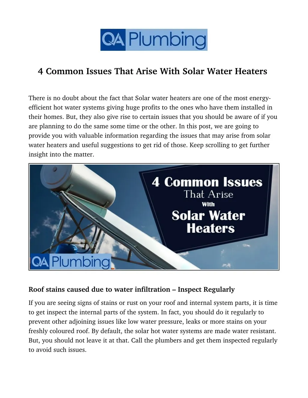 4 common issues that arise with solar water