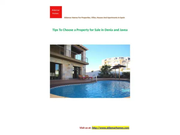 Tips To Choose a Property for Sale in Denia and Javea