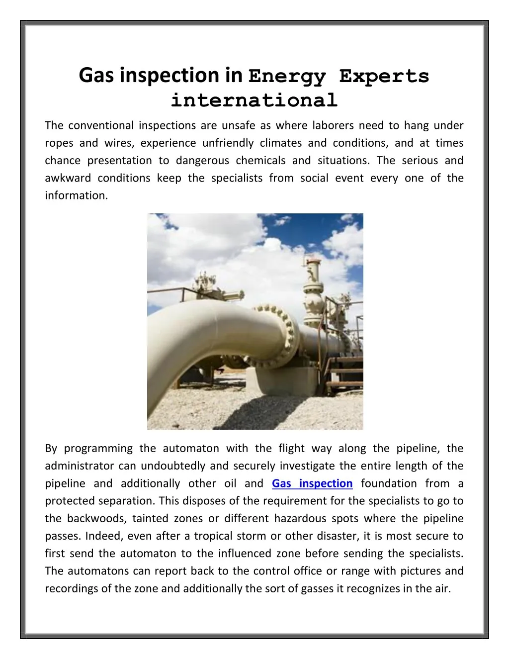 gas inspection in energy experts international