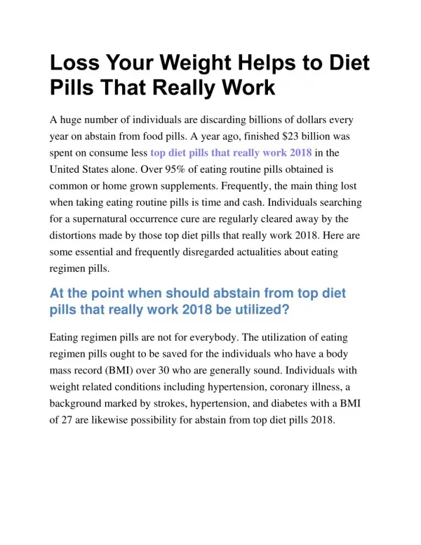 Loss Your Weight Helps to Diet Pills That Really Work