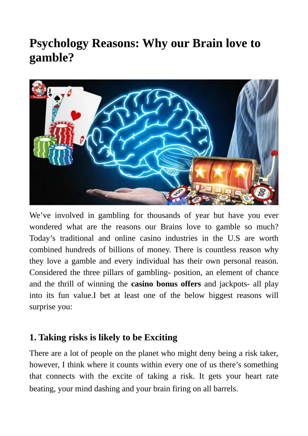 psychology reasons why our brain love to gamble