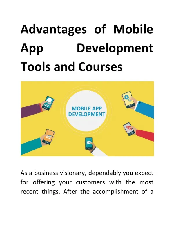 Advantages of Mobile App Development Tools and Courses