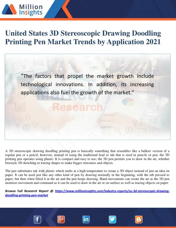 United States 3D Stereoscopic Drawing Doodling Printing Pen Market Size 2021 by Type