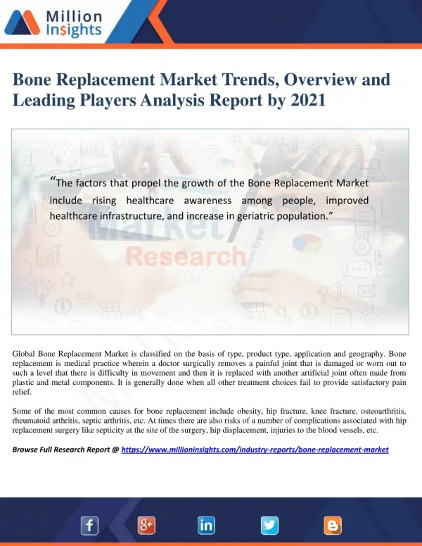 Bone Replacement Market Size, Share, Emerging Trends, Analysis and Forecasts 2021