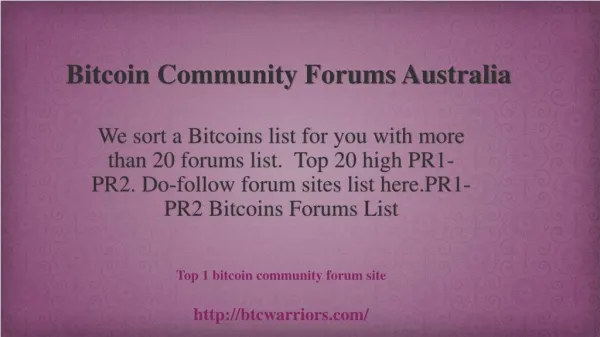 Bitcoin Community Forums Australia