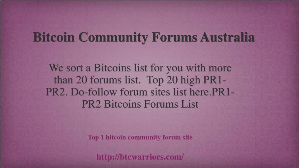 top 1 bitcoin community forum site http btcwarriors com