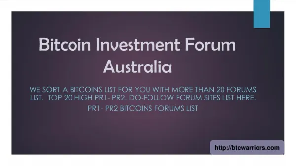 Bitcoin Investment Forum Australia