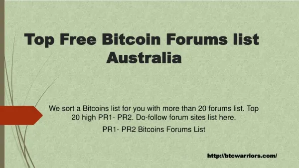 TOP FREE BITCOINS FORUMS Australia