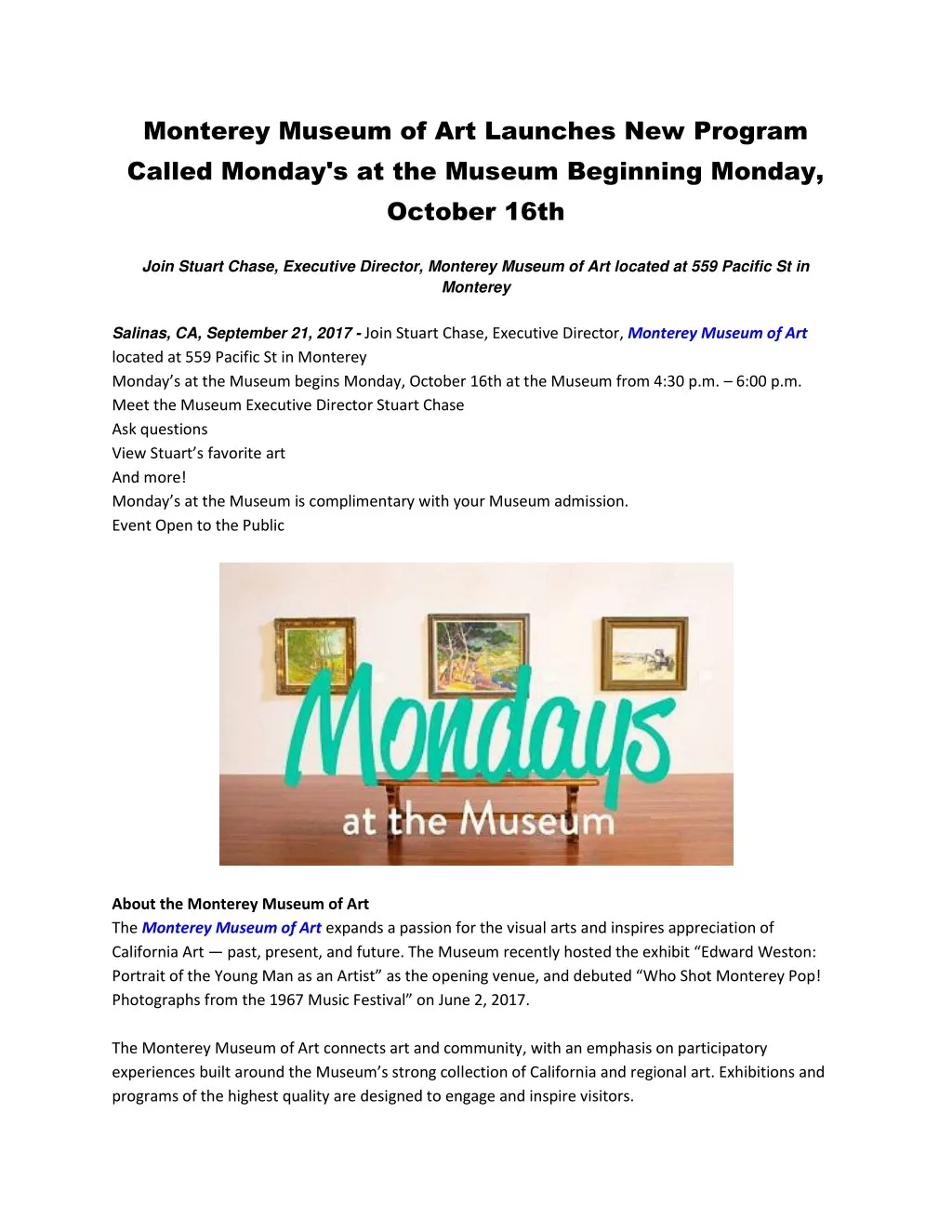 monterey museum of art launches new program